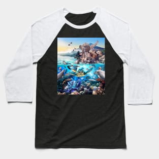 Ocean African Japanese Animal Animals Group Scene Baseball T-Shirt